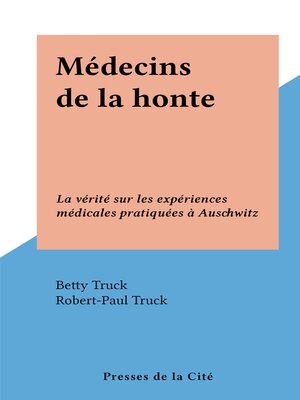 cover image of Médecins de la honte